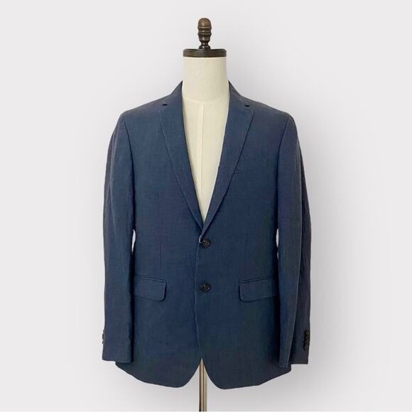 Banana Republic Slim Fit Houndstooth Blazer Suit Jacket Navy - Picture 1 of 8